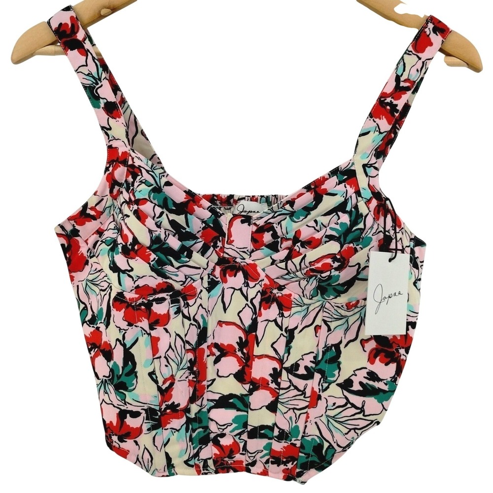 NWTJapna Floral Bustier Crop Top Straps‎ Pullover Size Medium Festival